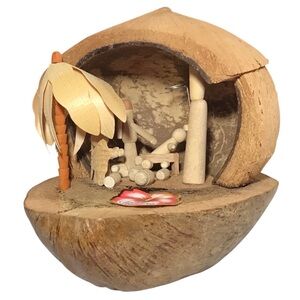 Coconut Nativity Hawaiian Hut Hawaii Palm Tree Jesus Mary Joseph Angel